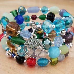 Memory Wire Multi-Color beaded bracelet